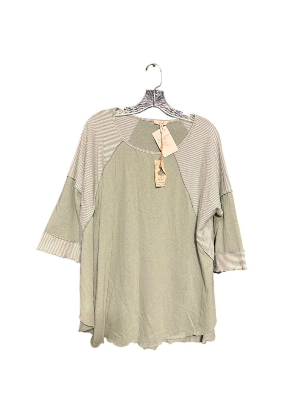 Easel Sage Green Color Block Oversized Tunic